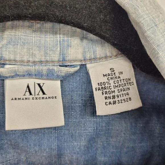 Armani exchange Womens small blue light wash denim button up